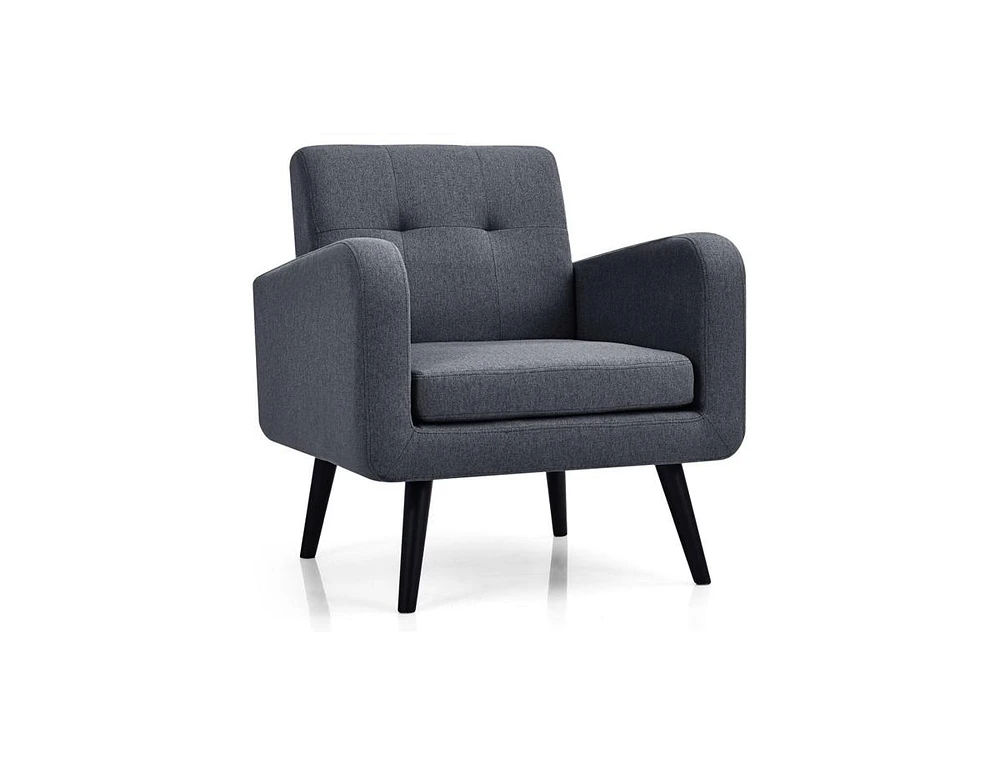Gouun Modern Upholstered Comfy Accent Chair Single Sofa with Rubber Wood Legs