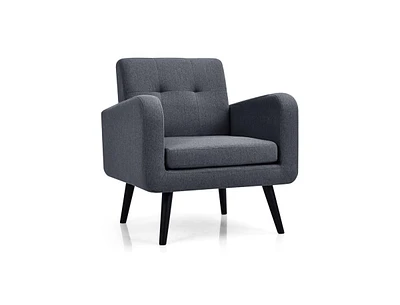 Gouun Modern Upholstered Comfy Accent Chair Single Sofa with Rubber Wood Legs