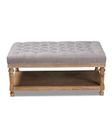 Baxton Studio Lindsey Modern and Rustic Grey Linen Fabric Upholstered and Greywashed Wood Cocktail Ottoman