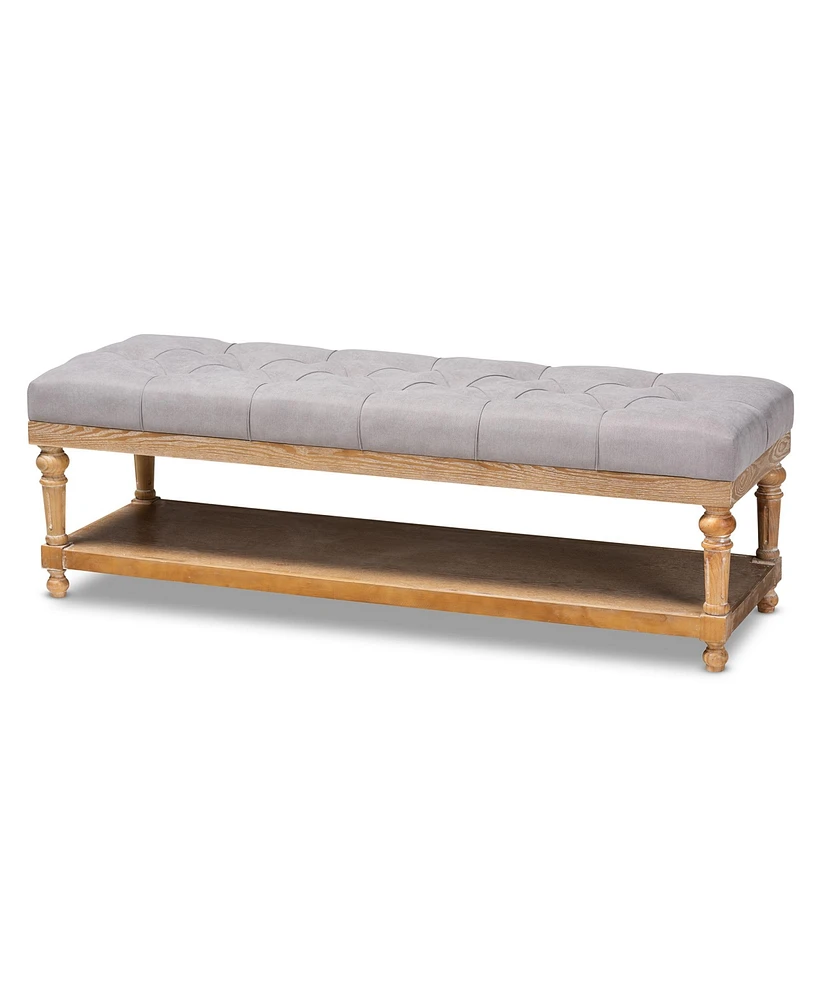 Baxton Studio Linda Modern and Rustic Grey Linen Fabric Upholstered and Greywashed Wood Storage Bench