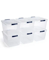 Rubbermaid Cleverstore 30 Quart Plastic Storage Tote Container w/ Lid (12 Pack)