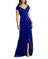 Tadashi Shoji Women's Alvarez Velvet Waterfall Drape Gown