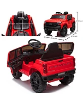 Funtok Licensed Chevrolet Silverado 12V Kids Electric Ride on Truck, Battery Powered Ride on Toy Car w/ Remote Control, Led Lights