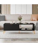 Boyel Living 47in Rectangle Wood Mid-Century Modern Coffee Table with 2 Drawers