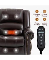 Boyel Living Power Lift Recliner Chair Heat Massage Dual Motor Infinite Position Up to 350 Lbs Faux Leather Heavy Duty Motion Mechanism with Usb Ports