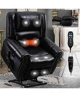 Boyel Living Power Lift Recliner Chair Heat Massage Dual Motor Infinite Position Up to 350 Lbs Faux Leather Heavy Duty Motion Mechanism with Usb Ports
