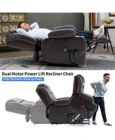 Boyel Living Power Lift Recliner Chair Heavy Duty Motion Mechanism with 8-Point Vibration Massage and Lumbar Heating Stainless steel Cup Holders