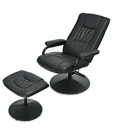 Gouun 360° Pvc Leather Swivel Recliner Chair with Ottoman