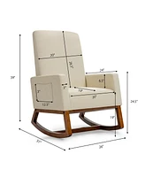 Gouun Rocking High Back Upholstered Lounge Armchair with Side Pocket