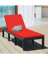 Gouun Patio Rattan Cushioned Height Adjustable Lounge ChairOff