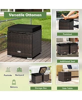 Gouun 2 Pieces Patio Ottoman with Hidden Storage Space