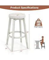 Gouun 360-Degree Swivel Upholstered Rubberwood Frame Bar Stool Set of 2 with Footrest- inches