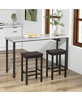 Gouun 24 Inch Bar Stools with Padded Seat Footrest and Rubber Wood Frame