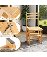 Gouun Multifunctional 3-in-1 Ladder Chair Display Plant Stand for Library Kitchen Office