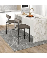 Gouun 20 Inch Upholstered Bar Stools Set of 2 Counter Height Bar Chairs with Backrest
