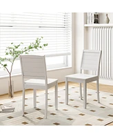 Gouun Wood Dining Chair Set of 2 Armless Kitchen Chairs with Rubber Wood Legs
