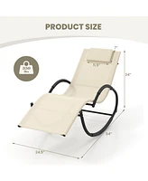 Gouun Outdoor Rocking Lounge Chair with Removable Headrest