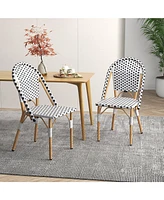 Gouun French Bistro Chair Set of 2 with Galvanized Metal Framex