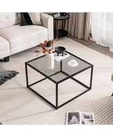Gouun 27.5 Inch Home Square Tea Table with Heavy-duty Metal Frame