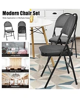 Gouun Set of 6 Folding Fabric Upholstered Metal Chairs