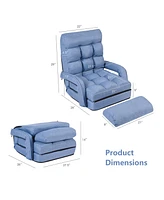 Gouun Folding Lazy Floor Chair Sofa with Armrests and Pillow