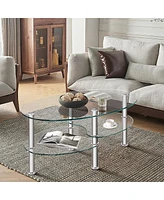 Gouun Tempered Glass Oval Side Table