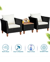 Gouun 3 Pieces Outdoor Patio Rattan Furniture Set with Table