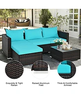Gouun 5 Pieces Patio Rattan Furniture Set with Table