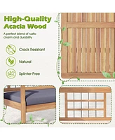 Gouun 4 Piece Wood Patio Furniture with Armchairs Loveseat and Table