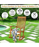 Gouun Indoor Outdoor Wooden High Back Rocking Chair