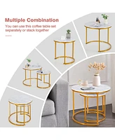 Gouun Set of 2 Modern Round Stacking Nesting Tables