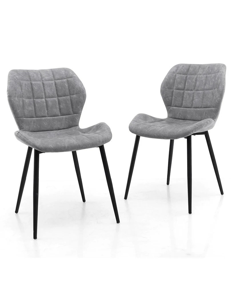 Gouun Dining Chairs Set of 2 with Padded Back Metal Legs and Adjustable Foot Pads