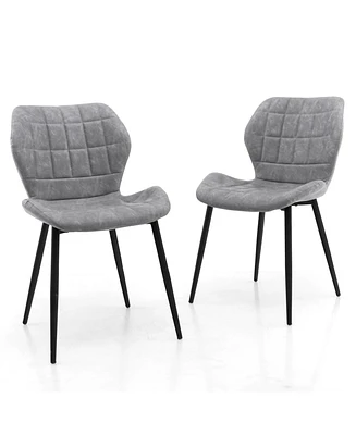 Gouun Dining Chairs Set of 2 with Padded Back Metal Legs and Adjustable Foot Pads