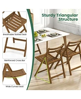 Gouun Folding Dining Chair Set of 2 with Rubber Wood Frame and Slatted Seat