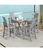Gouun Tall Adirondack Chair Outdoor Bar Stool with Ergonomic Backrest for Backyard