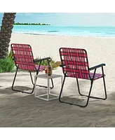 Gouun 2 Pieces Folding Beach Chair Camping Lawn Webbing Chair