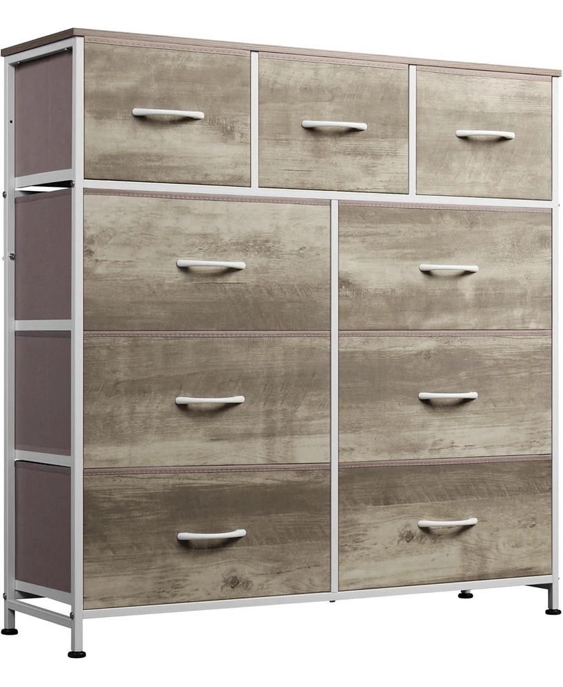 Wlive 9 Drawer Dressers for Bedroom Tall Dresser Closet Living Room Hallway Furniture Organizer Storage Tower with Fabric