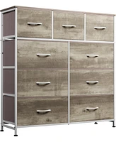 Wlive 9 Drawer Dressers for Bedroom Tall Dresser Closet Living Room Hallway Furniture Organizer Storage Tower with Fabric