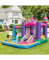 Gouun 6-in-1 Kids Blow up Castle with Slide and Jumping Area and Ball Pit Pools without Blower