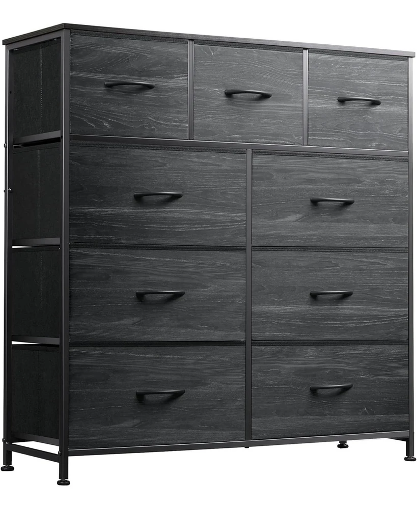 Wlive 9 Drawer Dressers for Bedroom Tall Dresser Closet Living Room Hallway Furniture Organizer Storage Tower with Fabric