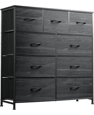 Wlive 9 Drawer Dressers for Bedroom Tall Dresser Closet Living Room Hallway Furniture Organizer Storage Tower with Fabric