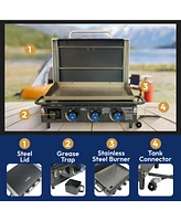 Razor 34.5" 3 Burner Portable Tabletop Griddle for Backyard Cooking and Camping