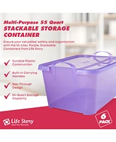 Life Story Purple Stackable Closet & Storage Box 55 Quart Containers (6 Pack)