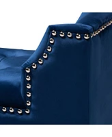 Baxton Studio Perret Modern and Contemporary Royal Blue Velvet Fabric Upholstered Espresso Finished Wood Bench
