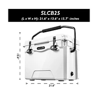 SereneLife 25-Quart Portable Cooler Box, Holds Up to 63 Cans (White)