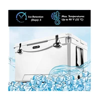 SereneLife 50-Quart Portable Cooler Box, Holds Up to 63 Cans (White