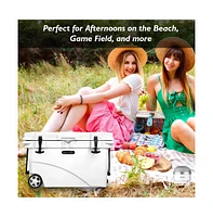 SereneLife 45-Quart Portable Cooler Box, Holds Up to 63 Cans (White)