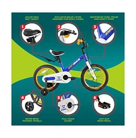 SereneLife 16" Kid's Bicycle with Dual Brakes, Training Wheels & Kickstand, Blue