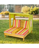 Gouun Kids Patio Lounge Chair with Cup Holders and Awning