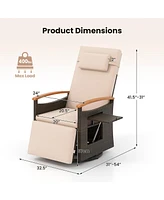 Gouun Patio Rattan 360° Swivel Recliner Chair with Adjustable Backrest and Footrest
